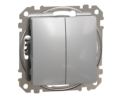 Перемикач прохідний 2-клавішний Schneider Electric SDD113108 Sedna Design, алюміній, пластик, без підсвітки та індикації, для врізного монтажу