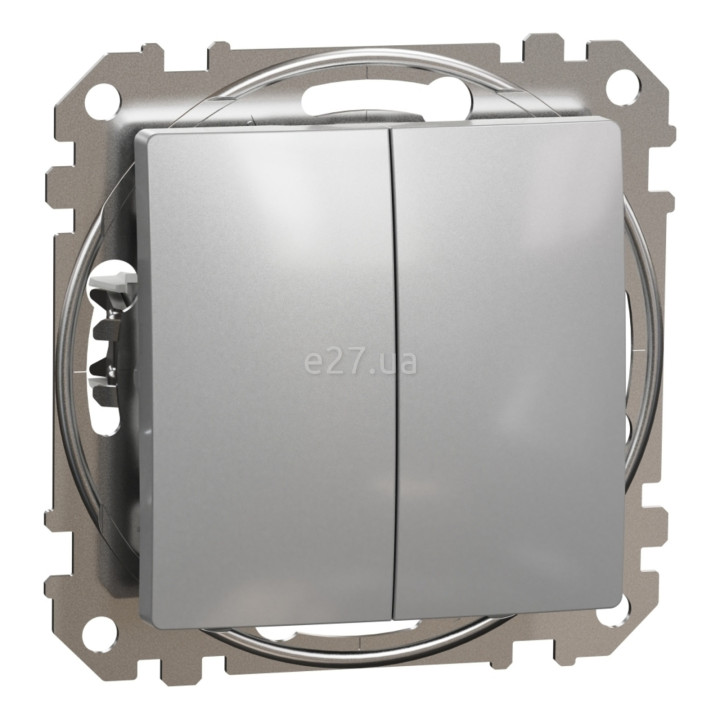 Перемикач прохідний 2-клавішний Schneider Electric SDD113108 Sedna Design, алюміній, пластик, без підсвітки та індикації, для врізного монтажу · Schneider Electric · schneider-electric-sdd113108
