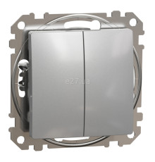 Вимикач без фіксації 2-клавішний Schneider Electric SDD113118 Sedna Design, 10A, алюміній, пластик, ip20, 2 клавіші, без підсвітки та індикації, для врізного монтажу