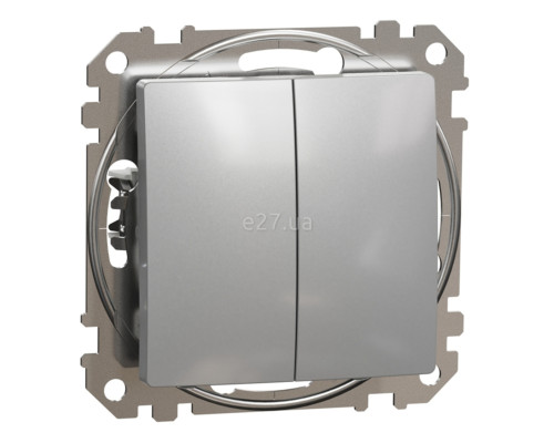 Вимикач без фіксації 2-клавішний Schneider Electric SDD113118 Sedna Design, 10A, алюміній, пластик, ip20, 2 клавіші, без підсвітки та індикації, для врізного монтажу