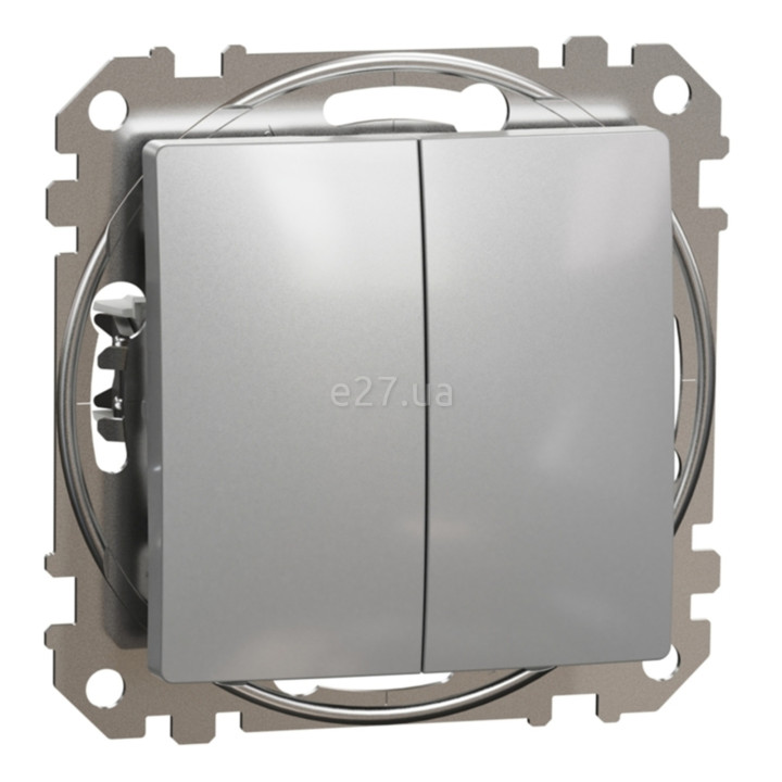 Вимикач без фіксації 2-клавішний Schneider Electric SDD113118 Sedna Design, 10A, алюміній, пластик, ip20, 2 клавіші, без підсвітки та індикації, для врізного монтажу · Schneider Electric · schneider-electric-sdd113118