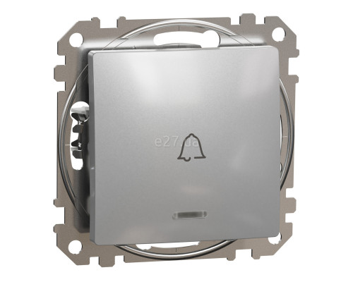 Вимикач без фіксації 1-клавішний Schneider Electric SDD113131L Sedna Design, 10A, алюміній, пластик, ip20, 1 клавіша, з підсвіткою, для врізного монтажу
