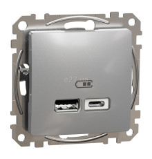 Розетка USB Schneider Electric SDD113402 Sedna Design, алюміній, пластик, для врізного монтажу