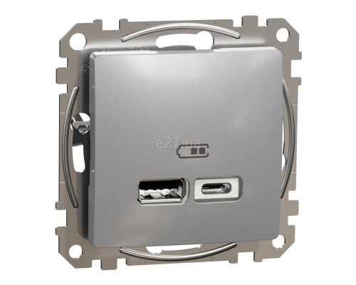 Розетка USB Schneider Electric SDD113402 Sedna Design, алюміній, пластик, для врізного монтажу