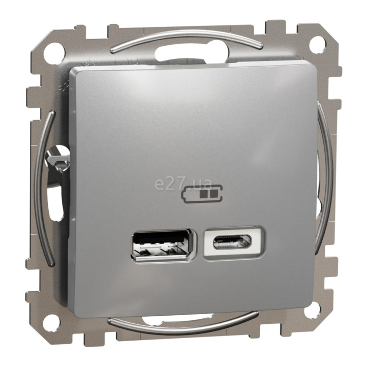 Розетка USB Schneider Electric SDD113402 Sedna Design, алюміній, пластик, для врізного монтажу · Schneider Electric · schneider-electric-sdd113402
