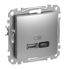 Розетка USB Schneider Electric SDD113404 Sedna Design, алюміній, пластик, ip20, для врізного монтажу