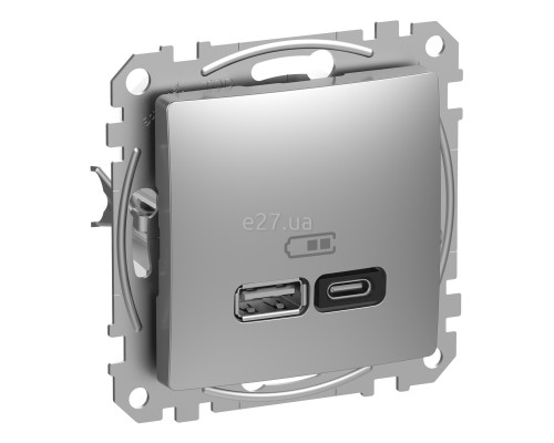 Розетка USB Schneider Electric SDD113404 Sedna Design, алюміній, пластик, ip20, для врізного монтажу