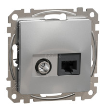 Розетка TV і RJ45 Schneider Electric SDD113469T Sedna Design, алюміній, пластик, для врізного монтажу