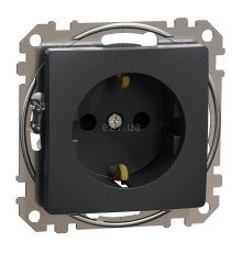 Розетка 220В Schneider Electric SDD114022 Sedna Design, чорний, пластик, із заземленням, Schuko, без захисної кришки, зі шторками, для врізного монтажу