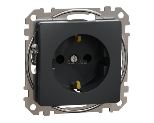 Розетка 220В Schneider Electric SDD114022 Sedna Design, чорний, пластик, із заземленням, Schuko, без захисної кришки, зі шторками, для врізного монтажу
