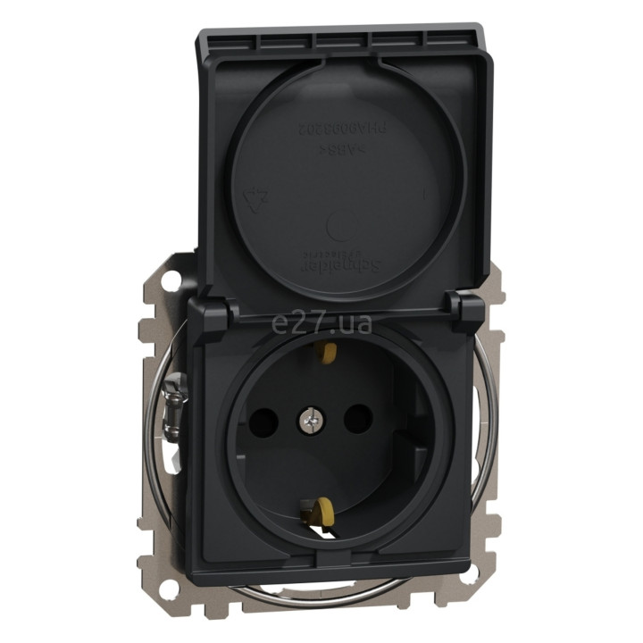 Розетка 220В Schneider Electric SDD114024 Sedna Design, чорний, пластик, із заземленням, Schuko, із захисною кришкою, зі шторками, для врізного монтажу · Schneider Electric · schneider-electric-sdd114024