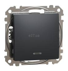 Вимикач 1-клавішний Schneider Electric SDD114101L Sedna Design, чорний, пластик, з підсвіткою, для врізного монтажу