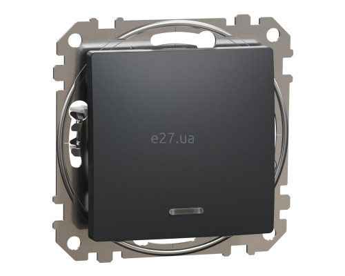 Вимикач 1-клавішний Schneider Electric SDD114101L Sedna Design, чорний, пластик, з підсвіткою, для врізного монтажу