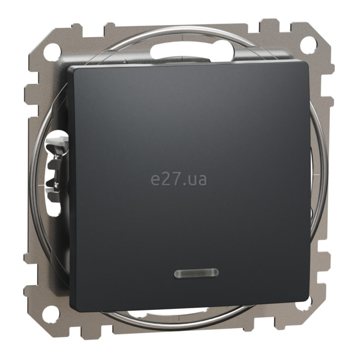 Вимикач 1-клавішний Schneider Electric SDD114101L Sedna Design, чорний, пластик, з підсвіткою, для врізного монтажу · Schneider Electric · schneider-electric-sdd114101l