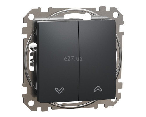 Вимикач для жалюзі Schneider Electric SDD114104 Sedna Design, 10A, чорний, пластик, ip20, 2 клавіші, для врізного монтажу