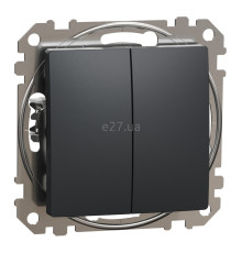 Вимикач 2-клавішний Schneider Electric SDD114105 Sedna Design, чорний, пластик, без підсвітки та індикації, для врізного монтажу