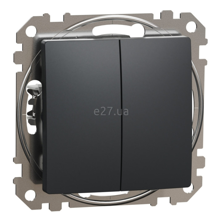 Вимикач 2-клавішний Schneider Electric SDD114105 Sedna Design, чорний, пластик, без підсвітки та індикації, для врізного монтажу · Schneider Electric · schneider-electric-sdd114105