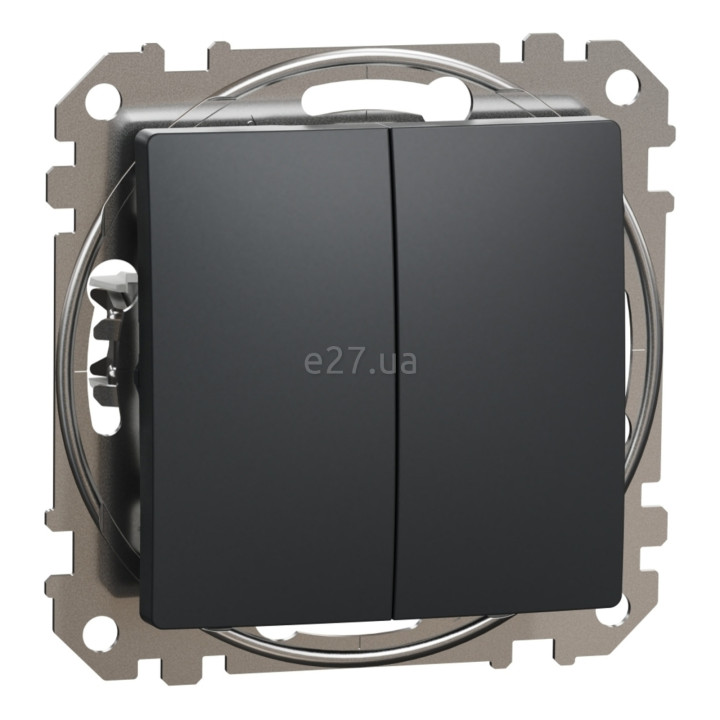 Перемикач прохідний 2-клавішний Schneider Electric SDD114108 Sedna Design, чорний, пластик, без підсвітки та індикації, для врізного монтажу · Schneider Electric · schneider-electric-sdd114108