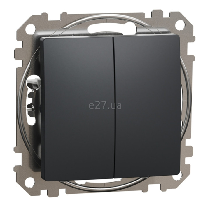 Вимикач без фіксації 2-клавішний Schneider Electric SDD114118 Sedna Design, 10A, чорний, пластик, ip20, 2 клавіші, без підсвітки та індикації, для врізного монтажу · Schneider Electric · schneider-electric-sdd114118