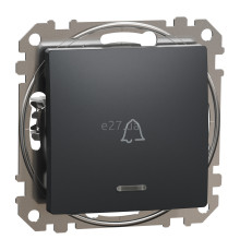 Вимикач без фіксації 1-клавішний Schneider Electric SDD114131L Sedna Design, 10A, чорний, пластик, ip20, 1 клавіша, з підсвіткою, для врізного монтажу