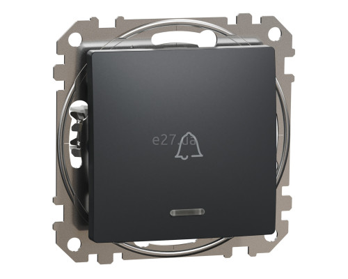 Вимикач без фіксації 1-клавішний Schneider Electric SDD114131L Sedna Design, 10A, чорний, пластик, ip20, 1 клавіша, з підсвіткою, для врізного монтажу