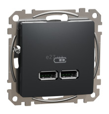 Розетка USB Schneider Electric SDD114401 Sedna Design, чорний, пластик, для врізного монтажу