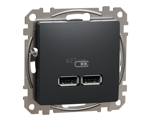 Розетка USB Schneider Electric SDD114401 Sedna Design, чорний, пластик, для врізного монтажу