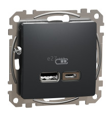 Розетка USB Schneider Electric SDD114402 Sedna Design, чорний, пластик, для врізного монтажу