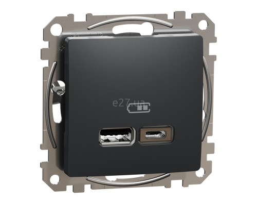 Розетка USB Schneider Electric SDD114402 Sedna Design, чорний, пластик, для врізного монтажу