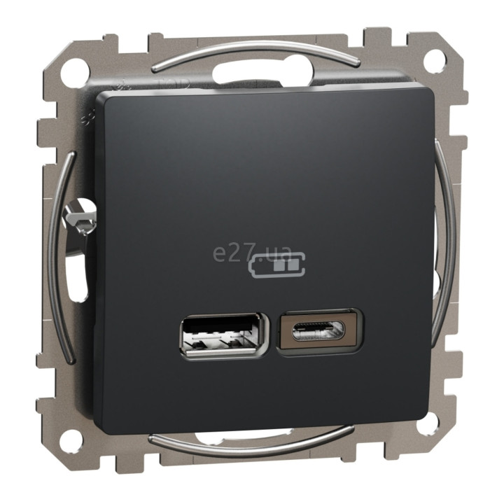 Розетка USB Schneider Electric SDD114402 Sedna Design, чорний, пластик, для врізного монтажу · Schneider Electric · schneider-electric-sdd114402