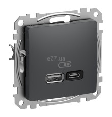 Розетка USB Schneider Electric SDD114404 Sedna Design, чорний, пластик, ip20, для врізного монтажу