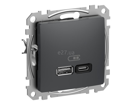 Розетка USB Schneider Electric SDD114404 Sedna Design, чорний, пластик, ip20, для врізного монтажу
