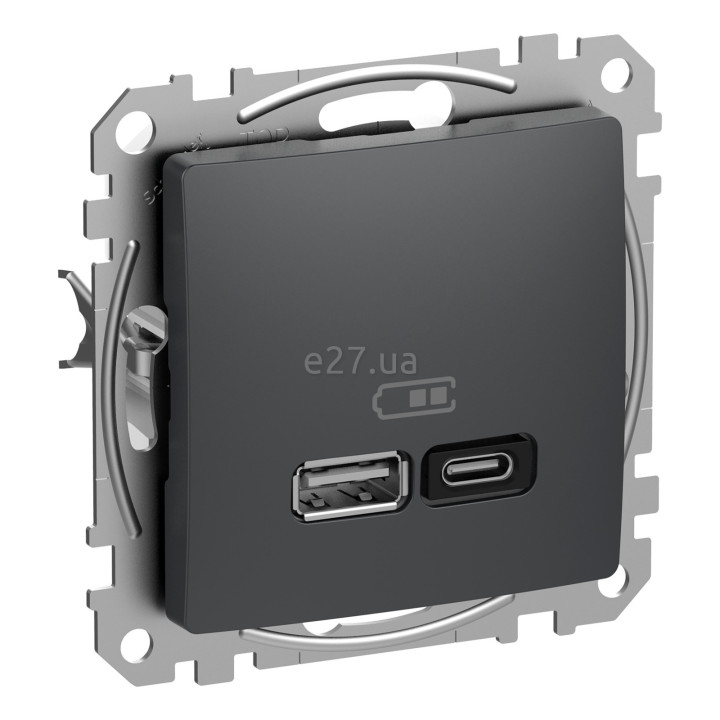 Розетка USB Schneider Electric SDD114404 Sedna Design, чорний, пластик, ip20, для врізного монтажу · Schneider Electric · schneider-electric-sdd114404