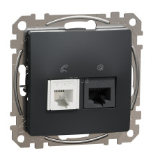 Розетка комп'ютерна, телефонна Schneider Electric SDD114468 Sedna Design, чорний, пластик, ip20, для врізного монтажу
