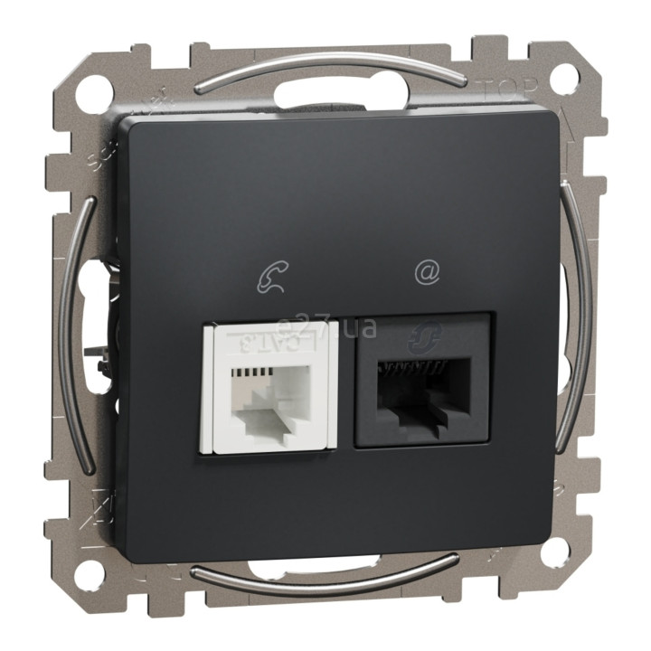 Розетка комп'ютерна, телефонна Schneider Electric SDD114468 Sedna Design, чорний, пластик, ip20, для врізного монтажу · Schneider Electric · schneider-electric-sdd114468