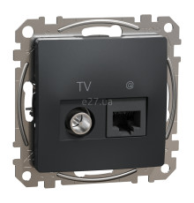 Розетка TV і RJ45 Schneider Electric SDD114469T Sedna Design, чорний, пластик, для врізного монтажу