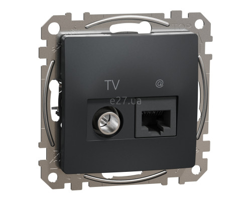 Розетка TV і RJ45 Schneider Electric SDD114469T Sedna Design, чорний, пластик, для врізного монтажу