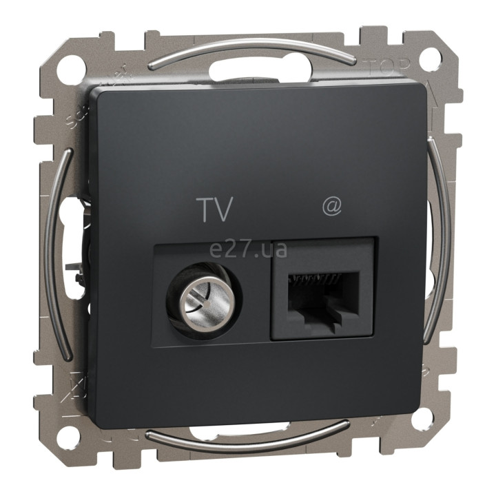 Розетка TV і RJ45 Schneider Electric SDD114469T Sedna Design, чорний, пластик, для врізного монтажу · Schneider Electric · schneider-electric-sdd114469t
