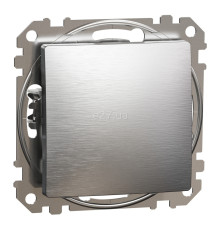 Перемикач прохідний 1-клавішний Schneider Electric SDD170106 Sedna Elements, 10A, матовий алюміній, пластик, ip20, 1 клавіша, без підсвітки та індикації, для врізного монтажу
