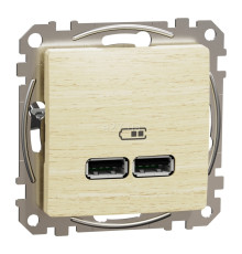 Розетка USB Schneider Electric SDD180401 Sedna Elements, дерево, пластик, для врізного монтажу