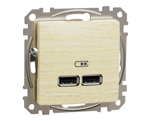 Розетка USB Schneider Electric SDD180401 Sedna Elements, дерево, пластик, для врізного монтажу