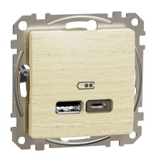 Розетка USB Schneider Electric SDD180402 Sedna Elements А+С 2,4 А, береза, пластик, ip20, для врізного монтажу
