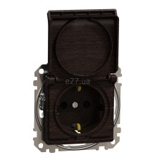 Розетка 220В Schneider Electric SDD181024 Sedna Elements, 16A, венге, пластик, із заземленням, Schuko, ip20, із захисною кришкою, зі шторками, для врізного монтажу