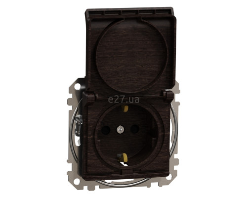 Розетка 220В Schneider Electric SDD181024 Sedna Elements, 16A, венге, пластик, із заземленням, Schuko, ip20, із захисною кришкою, зі шторками, для врізного монтажу