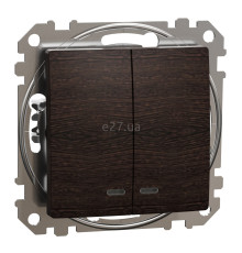 Вимикач 2-клавішний Schneider Electric SDD181105L Sedna Elements, 10A, венге, пластик, ip20, 2 клавіші, з підсвіткою, для врізного монтажу