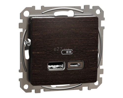 Розетка USB Schneider Electric SDD181402 Sedna Elements, венге, пластик, ip20, для врізного монтажу