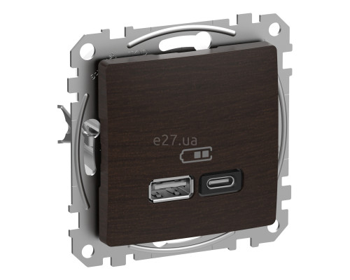 Розетка USB Schneider Electric SDD181404 Sedna Elements, венге, пластик, ip20, для врізного монтажу