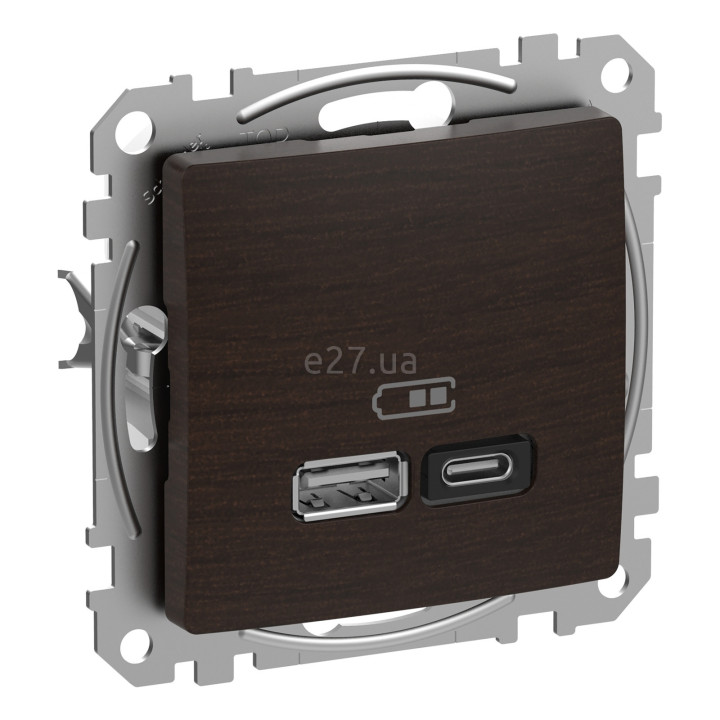 Розетка USB Schneider Electric SDD181404 Sedna Elements, венге, пластик, ip20, для врізного монтажу · Schneider Electric · schneider-electric-sdd181404