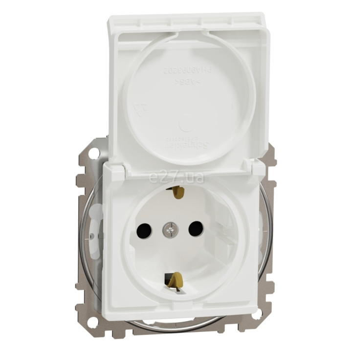 Розетка 220В Schneider Electric SDD211024 Sedna Design, білий, пластик, із заземленням, Schuko, ip44, із захисною кришкою, зі шторками, для врізного монтажу · Schneider Electric · schneider-electric-sdd211024