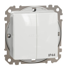 Вимикач 2-клавішний Schneider Electric SDD211105 Sedna Design, 10A, білий, пластик, ip44, 2 клавіші, без підсвітки та індикації, для врізного монтажу
